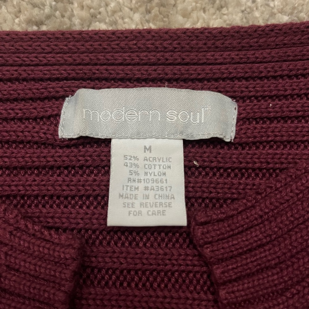 Modern Soul Red Ribbed Oversized Long Cardigan Sweater w/ Flare Sleeves M-L - Picture 2 of 10